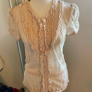 Tara Jarmon Pink Ruffle Blouse